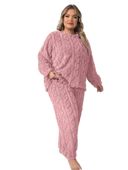 Image of Ukal Women's and Men's Wool Blend & Fleece Long Sleeve Pullover Hoodies Set Full Length Winter Nightwear Pajama and top Set Tracksuit Gym Suit Night Suit Set