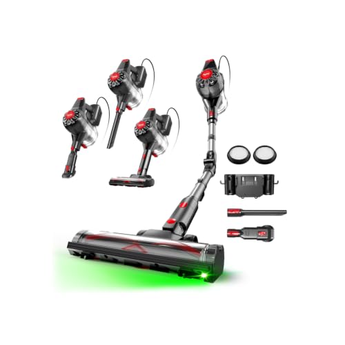 Aspiradora con Cable 70KPa/600W Potente Aspirador Escoba con Cable 7M 1,5L | 2 Velocidades, Tubo Plegable, Antienredos, Soporte de Pared, Sistema Multiciclónico, para Suelos/Alfombras/Pelo de Mascotas