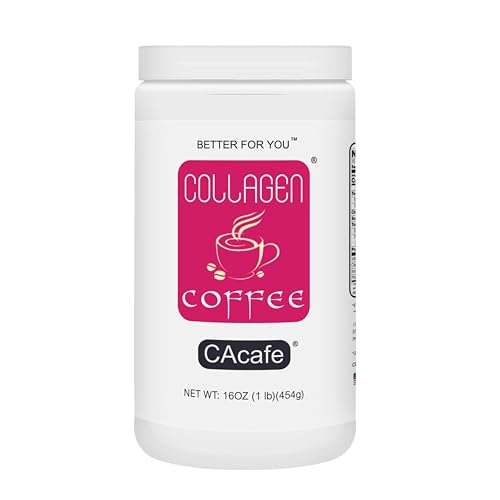 CAcafe Collagen Coffee, Unsweetened, Premium Collagen and Coconut Infused Colombian Coffee, 450 g (16 oz)