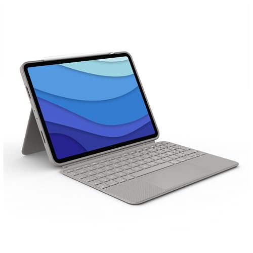 Logitech Combo Touch iPad Pro 11" (1ère, 2e, 3e, 4e génération – 2018, 2020, 2021, 2022) – Clavier rétroéclairé Amovible, pavé Tactile Click-Anywhere, Disposition QWERTY Anglais Britannique – Sable