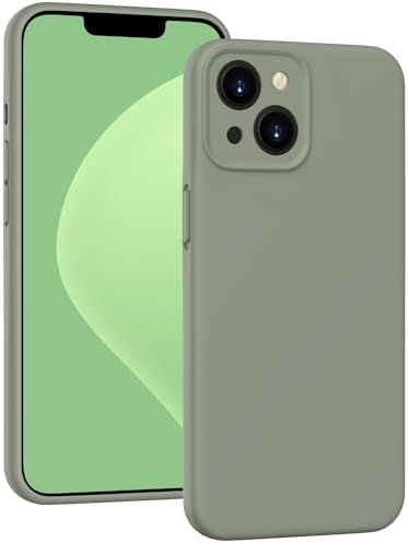 Andwing For iPhone 13 Case Silicone Case Soft Ultra Phone Case Slim Protective Shockproof Cover Scratch-Resistant Microfiber Lining, 6.1" Khaki
