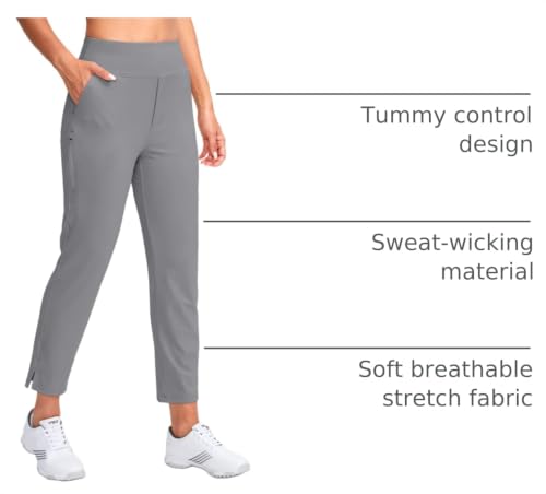 Image of YYV Women's Golf Pants High Waist Stretch Ankle Pants with Pockets