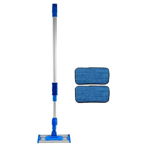 Real Clean 10 inch Professional Commercial Microfiber Mini Mop Kit with Two 10" Microfiber Mop Pads and Light Weight Aluminum Mop Frame and Handle Cover
