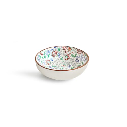 Image of ExclusiveLane 'Spring Garden' Handcrafted Ceramic Bowl Ceramic Serving Bowls Set Snack Bowl (Set of 2, 420 ML, Microwave Safe, Dishwasher Safe)