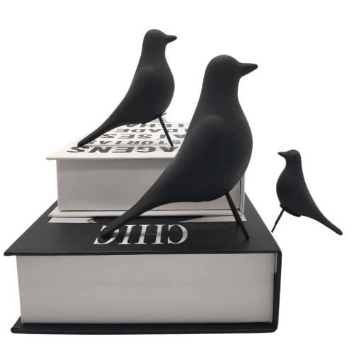Trio Estátuas Enfeite Decorativo Eames Bird Preto Sala