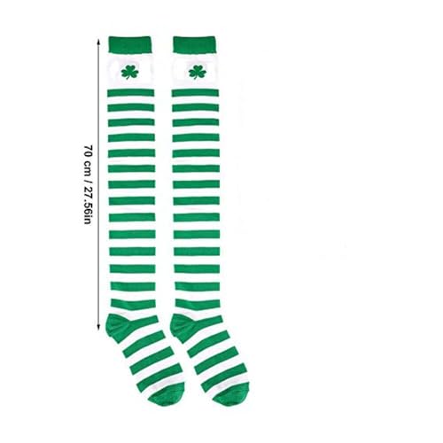Image of St. Patrick's Day Thigh High Stocking Over Knee long Socks for Women- Lucky Shamrock For Irish Green Lucky Gifts