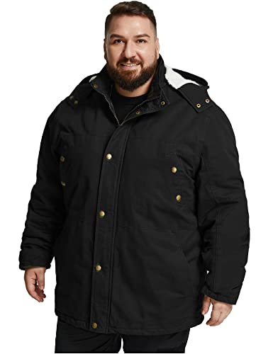 Soularge Men's Big and Tall Military Winter Warm Sherpa Lined Parka Jacket with Hood2