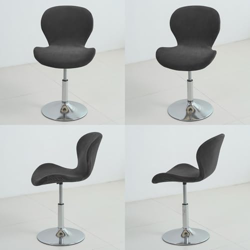 Image of Gollense Bar Stool Covers with Backs, Set of 4 Stretch Jacquard Barstool Seat Covers, Washable Swivel Pub Counter Height Chair Slipcover Protector for Home Kitchen Cafe (Velvet-Black)
