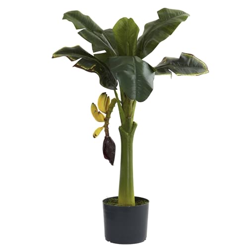 Nearly Natural 3 ft Artificial Banana Tree with Pot Faux Room Decor Plant