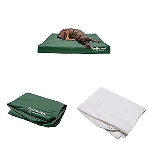 Furhaven Pet Bundle - Jumbo Plus Forest Deluxe Memory Foam Water-Resistant Indoor Outdoor Logo Print Mattress, Extra Dog Bed Cover, & Water-Resistant Mattress Liner For Dogs & Cats #TOP10