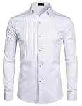 PARKLEES Mens Slim Fit Long Sleeve Prom Performing Tuxedo Dress Shirts White M