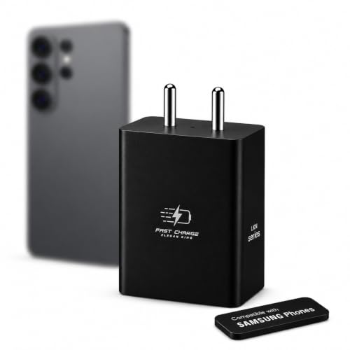 Image of 45W USB-C Super Fast Charger Adapter for S25 Edge /Ultra /FE, S24 Ultra /Edge /FE, Z Fold 7 /6 /5 /4, Z Flip 7 /6 /5 /4, M17, M07,S23, A56, M55, A36-45Watt Type C Charging Adaptor Black (1)