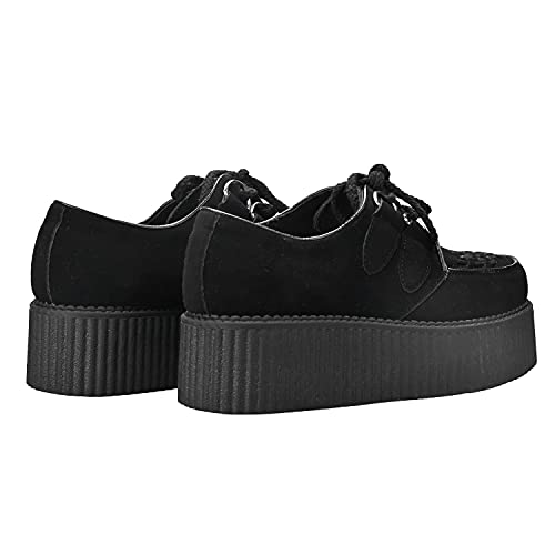 Readysalted Women's Classic Chunky Lace Up Platform Creeper Shoes (Dre1-Bkse,Us10) Black-Suede #TOP4