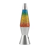 I-TOTAL® - LED-Lavalampe – Modernes Design mit fließendem Blaseneffekt, geringer Energieverbrauch, integriertes LED-Licht, 37 cm (Silberner Sockel, Regenbogen-Glitzer)