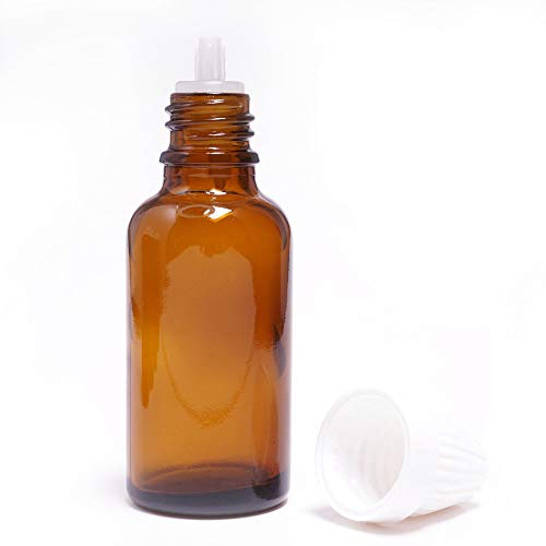Image of 15 ml Amber Colour Round Empty Glass Bottle Euro Dropper White Conical Tamper Proof Cap Refillable Reusable Leak Proof Bottle pack of 12pcs