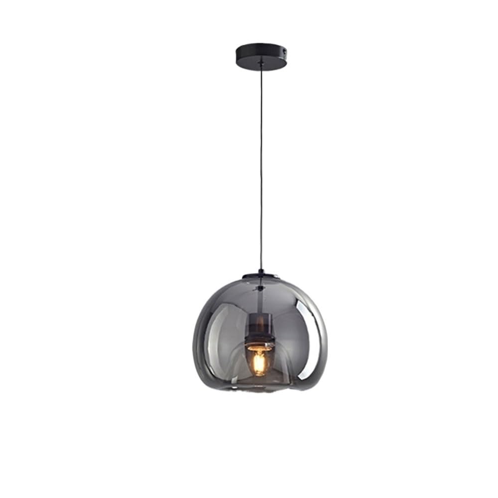 FEITENGDA Vintage Glass Ball Shaped Chandelier Modern Creative Amber or Grey Pendant Light Adjustable Height Hanging Fixture for Bedroom Cloakroom Kitchen Restaurant Hallway Porch