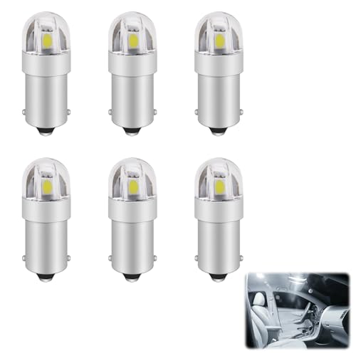 WZWZO 6 pièces Ba9s LED Ampoule, Ampoule LED Voiture, Veilleuse LE D Voiture, Blanc 12V L ED pour T11 1891 53 57 T4W, 6000K 47830 64111 3893 L ED V oiture Intérieur A mpoule Dôme Carte Plaque