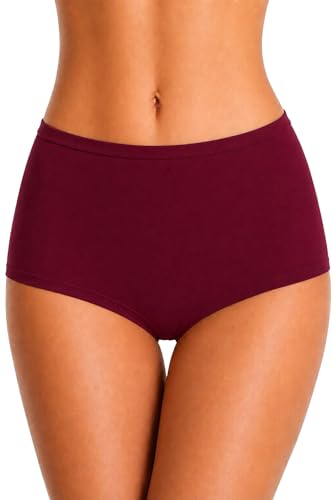 Image of Womens High Coverage Super Soft Elastane Stretch Mid Waist Boy Shorts Panties