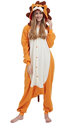 SAMGU Lion Onesie Adult Halloween Christmas Animal Cosplay Costume One Piece Pajamas for Men Women Small