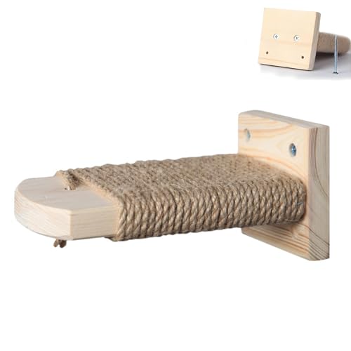 猫 ケージ用ステップ 階段 木製ステップ 補助 子猫 シニア猫 飼育ケージ内装 爪とぎ 麻 縄巻き 麻紐 滑り止め付 ネコ用 省スペース 取付簡単 (15cm,パンチ穴取り付け 1個)