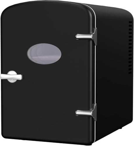 Image of Simple Deluxe 4 Liter /6 Can Mini Fridge with Observation Window, Compact Freon-Free Small Refrigerator, Portable Cooler & Warmer for Skincare, Beverage, Food, Cosmetics, Black