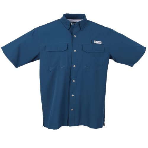 Bimini Bay Outfitters LTD Bimini Flats V Mens Short Sleeve Fishing Shirt Featuring BloodGuard Plus (XL Teal)