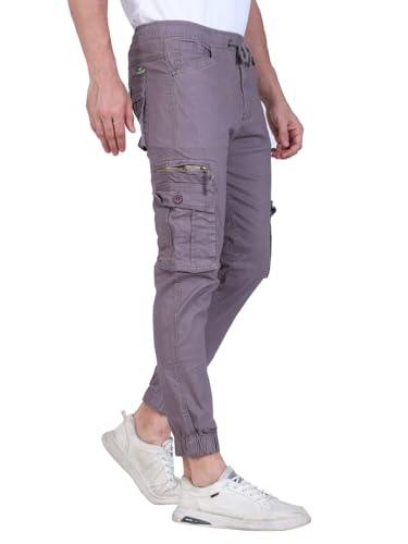 Image of Men's Cargo Pants with Pockets, Cotton Joggers, 6 Pocket Casual Trousers, Track Pants for Office and Parties, Comfortable