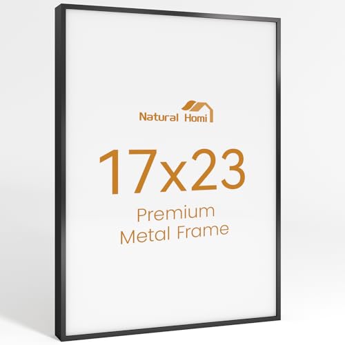 Image of 17x23 Aluminum Metal Picture Frame,Tempered Glass Black Photo Frame 17x23 for Family Photo,Posters,Art,Document to Wall Mount Horizontally or Vertically