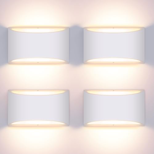 Image of 4 Pack Modern LED Wall Sconce Hardwired Indoor Wall Lights Up and Down Wall Mount Light Fixture for Living Room Bedroom Corridor Hallway Conservatory Warm White 3000K(with G9 Bulbs)