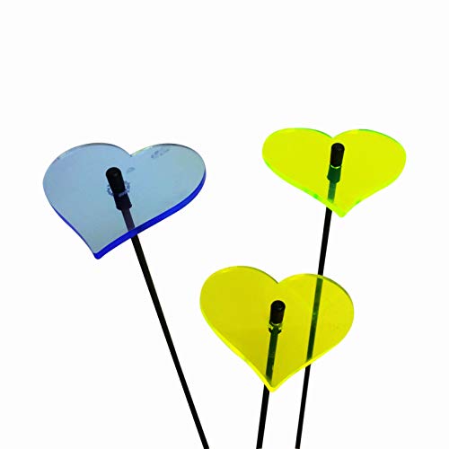 Sun Catcher Garden Decor Ornaments Hearts, Set of 3 Decorative Garden Stakes, 25cm/10'' high Outdoor Yard Accessory