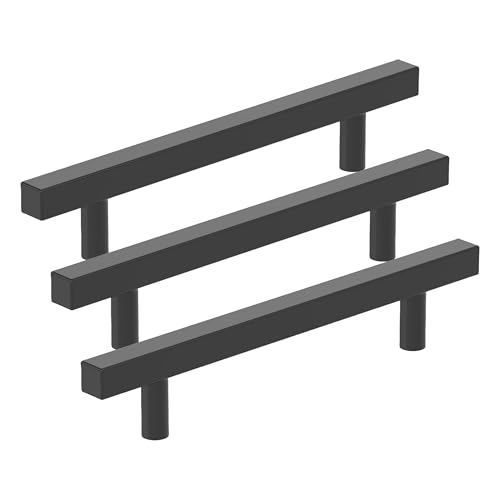 Image of Amerock 10BX37177MB | Matte Black Cabinet Pull | 5-1 /16 inch (128mm) Center-to-Center | 30 Pack | Bar Pulls Square | Furniture Hardware