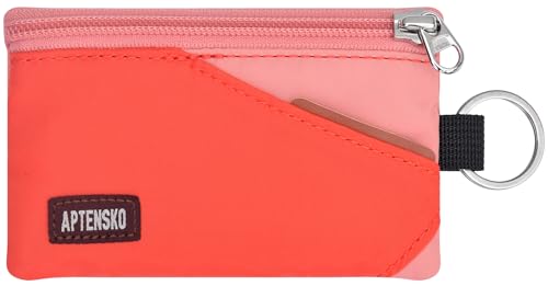 Image of RFID Blocking Travel Wallet with Adjustable Lanyard, Small Nylon Zipper Pouch and Badge Holder for ID, Credit Cards, Cash, Keys, Commuters (BlazingOrange+CoralBlush)