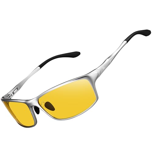Image of BIRCEN Night Vision Glasses for Driving: Anti-Glare Metal Glasses for Men