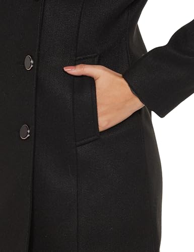 Image of Qube By Fort Collins Women's Semi-Long Tweed Coat with Knitted Finish - Elegant Winter Outerwear for Casual and Formal Looks