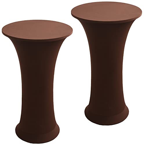 Image of Cocktail Table Covers - 2 Pack 24 inchx43 inch Fitted Highboy Table Cloth - Brown
