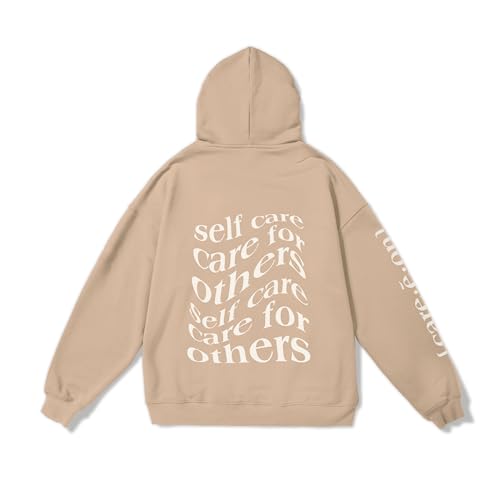 Careeon En Route Hoodie, Self Care Care for Others tan beige nude Sweatshirt in 100% recycled cotton