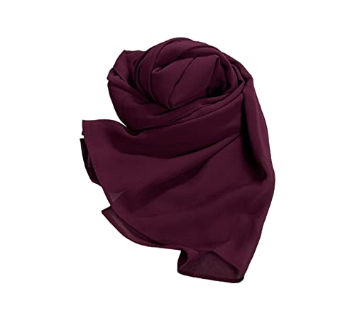 Wholesale Solid Colors 12 Pcs Chiffon Hijab Set Women Lightweight Scarf For All Season #TOP4