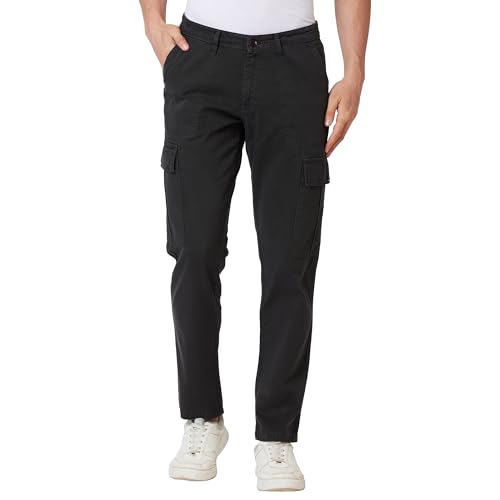 Image of Spykar Men's Regular Fit Mid Rise Pants