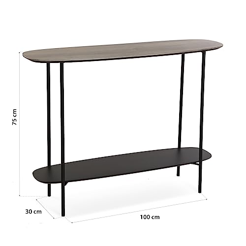 Mesa Consola para Pasillo Estrecho Versa Salem con Estante de Madera y Metal 4