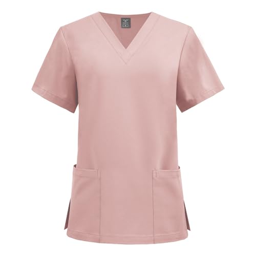 Vhersily Casaca Médica Mujer Uniforme Sanitaria Enfermera Uniforme de Manga Corta para Ocio, Salir, Hip-Hop Gimnasio, Streetwear Frescas y Transpirables, Versátil Combinable con Pantalones Cortos