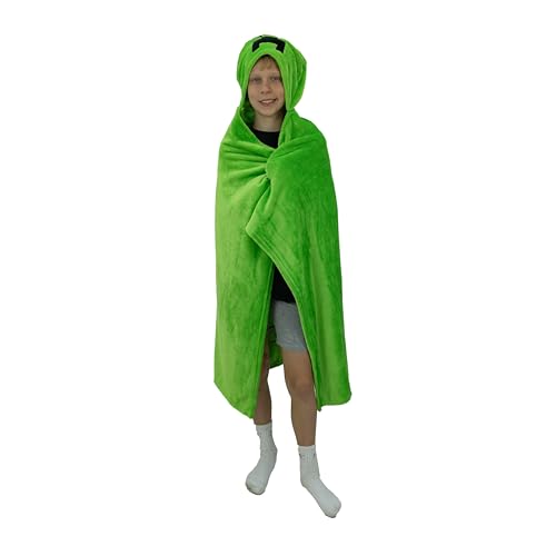 Character World Official Minecraft Hooded Fleece Throw Blanket | Super Soft Warm Green Creeper Gaming Blanket | Perfect For Home, Bedroom, Sleepovers & Camping | Size 100 x 120cm