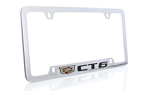 Cadillac Ct6 Brass License Plate Frame With Chrome Finish (4 Hole) #TOP26