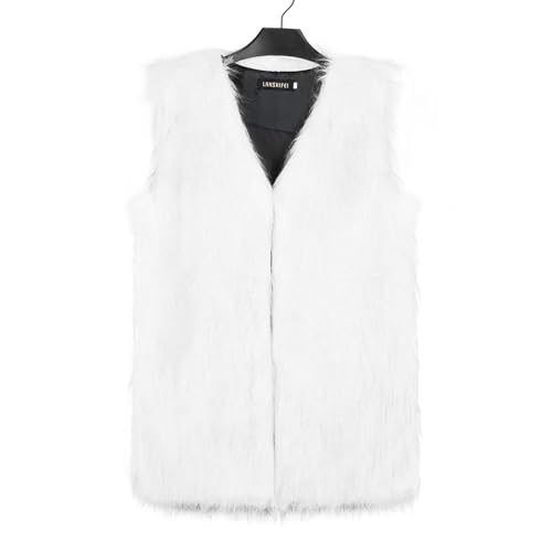 hlysgo Women's Faux Fur Vest Sleeveless Open Front Coat Fashion Fall Winter Warm Faux Fur Fuzzy Vests Outwear3