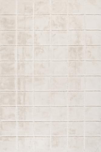 Tapete Rugs USA Tessera Grid Plush, 5x8, Blanco miniatura 3