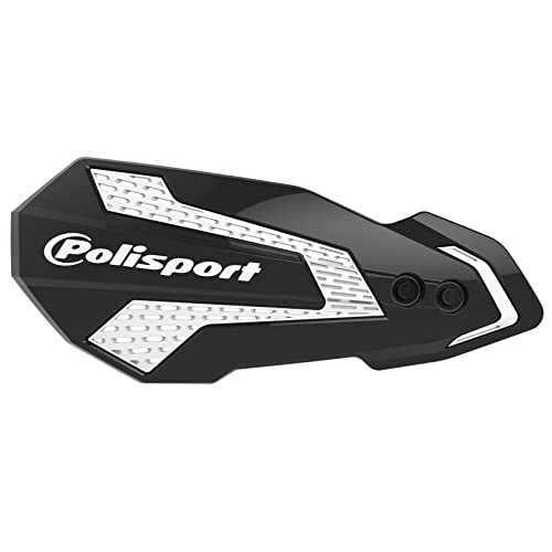 POLISPORT 8308200009 - Paramanos MX FLOW 1 punto de fijación MX-Style fabricado en plástico con kit de montaje incluido compatible con motocicletas Kawasaki, Yamaha, Suzuki en color negro/blanco