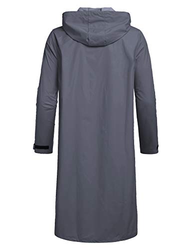 COOFANDY Men's Rain Jacket with Hood Waterproof Lightweight Active Long Raincoat (Dark Grey, Large)