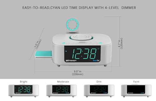 image for Emerson CKSW5010 Smartset Wireless Charging, Dual Alarm FM Clock, Blue
