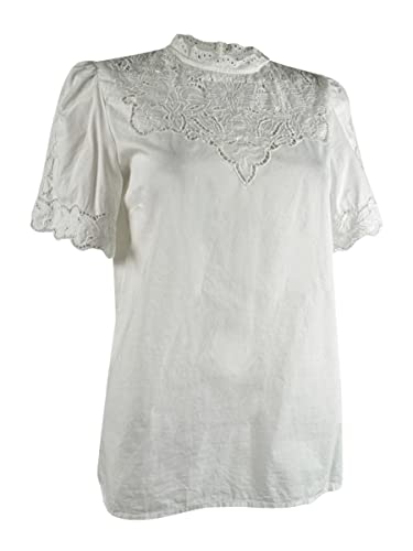 Lauren Ralph Lauren Women's Embroidered Short-Sleeve Top (S, White) #TOP19