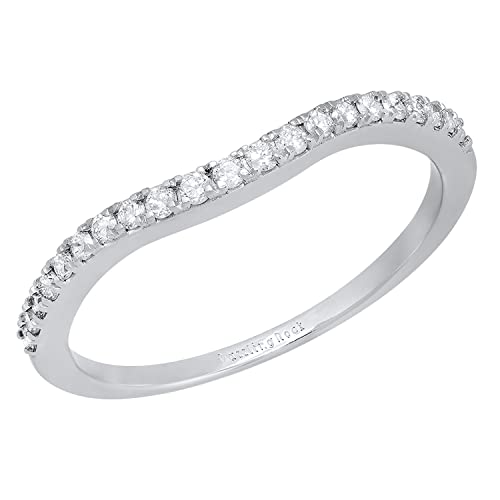 Dazzlingrock Collection 0.20 Carat (ctw) Round White Diamond Ladies Anniversary Contour Wedding Band 1/5 CT, Sterling Silver