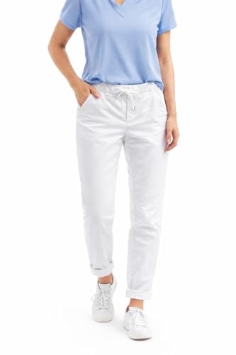 Medifashion 24 - Damen Medizinhose Weiß Bequeme Pflegehose mit Stretch & Kordelzug Größen 3458 Berufskleidung für Ärzte Pflege & Labor (DE/NL/SE/PL Numerisch 36 38 Regular Regular weiss)